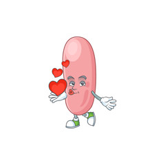 An adorable cartoon design of legionella pneunophilla holding heart