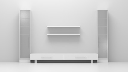 3d illustration furniture in the interior of a bright room. 
Art concept, design.