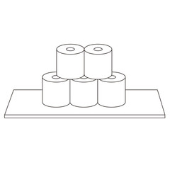5個積まれたトイレットペーパーのイラスト