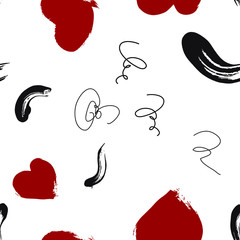 Pen Scribble Pattern. Heart Scribble Print. Paint Brush Pattern. Abstract Pattern Brush. Art Brushstrokes Print. Vector Brushstrokes.
