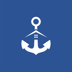 Anchor and home logo design template vector