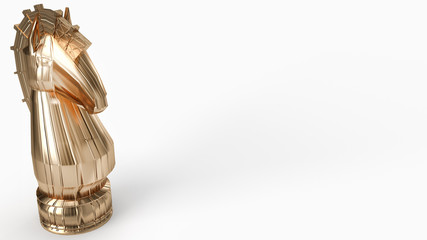 gold knight chess 3d rendering on white background for business content..
