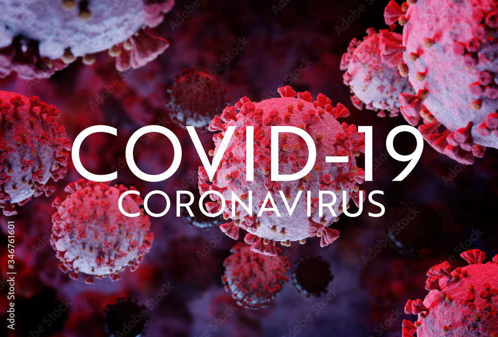 Aufkleber 3d rendering of the coronavirus on a microscopic level. microscope close-up of the covid-19 disease.