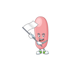 Cute cartoon character of legionella pneunophilla holding white flag