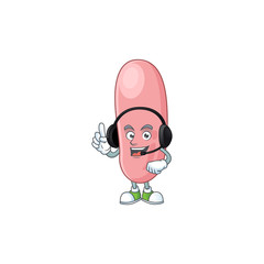 Legionella pneunophilla cartoon character style speaking on headphone