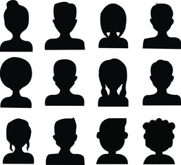 Profile icons silhouettes Premium vector