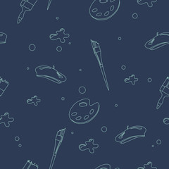 Vector seamless pattern with artist's tools