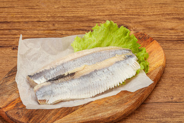 Herring fillet with salad leaves