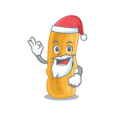 Shigella flexneri Santa cartoon character with cute ok finger