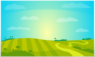 Obraz na płótnie Canvas summer landscape with green grass and blue sky