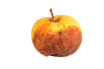 rotten apple isolated on white background