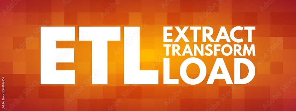 Poster etl - extract transform load acronym, technology concept background