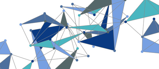 Line points connections, triangular technology design. Abstract geometric background