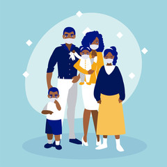 Family with masks vector design