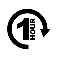 Fototapeta premium One hour waiting arrow icon vector illustration