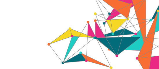 Line points connections, triangular technology design. Abstract geometric background