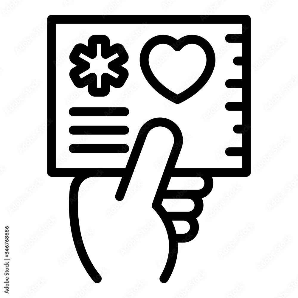 Poster donor card icon. outline donor card vector icon for web design isolated on white background
