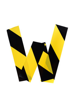 Letter W From Yellow Black Warning Tape On White