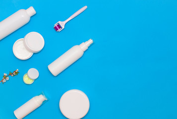pills on blue background