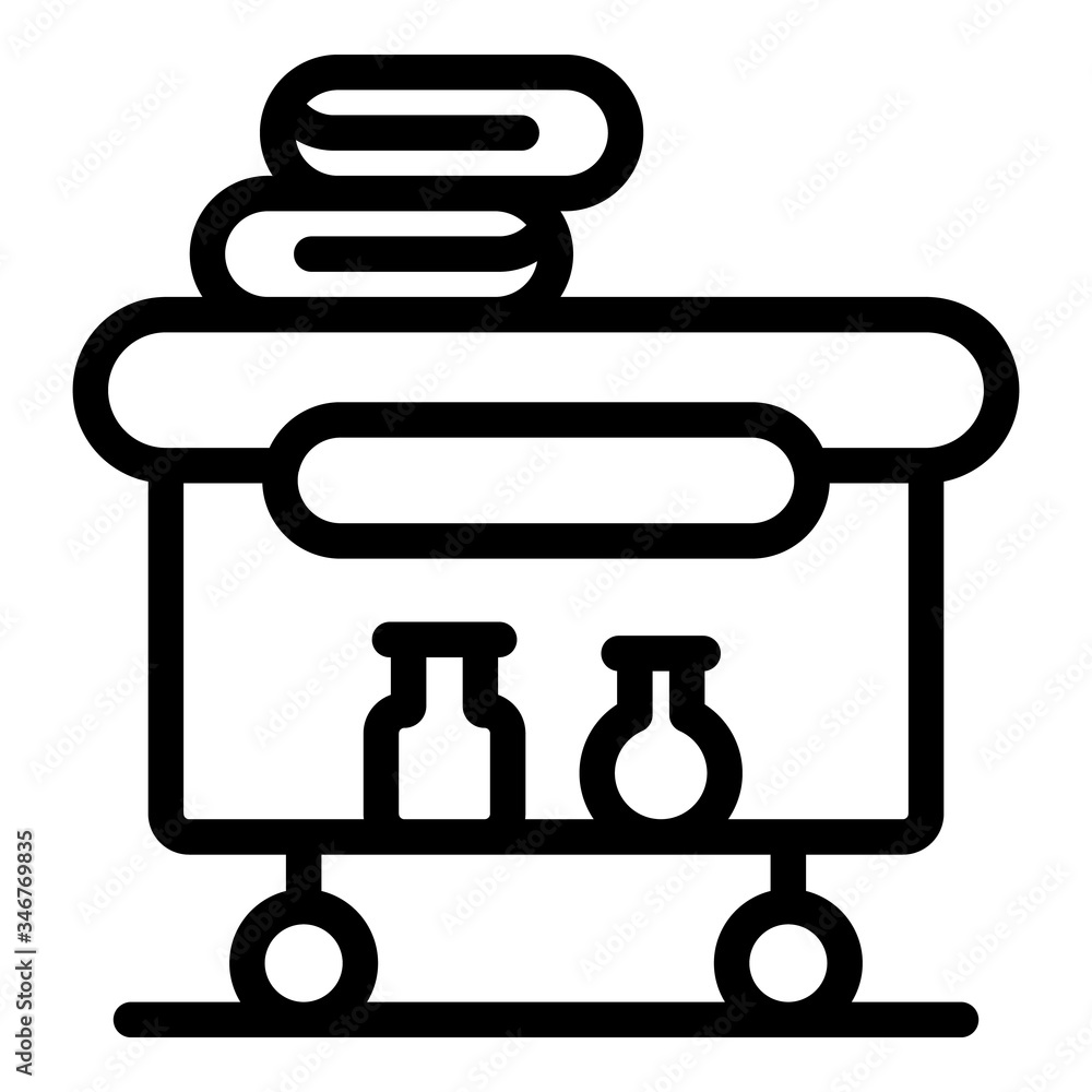 Poster towels at the spa table icon. outline towels at the spa table vector icon for web design isolated on