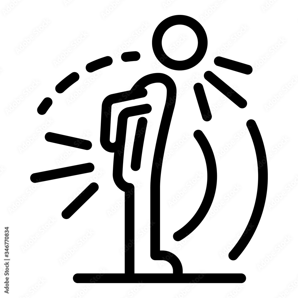 Poster Pain in the back and head icon. Outline pain in the back and head vector icon for web design isolated on white background