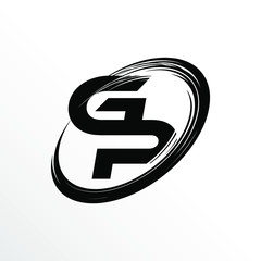 Initial Letter GP Brush Effect Logo Design