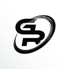 Initial Letter GR Brush Effect Logo Design