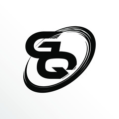 Initial Letter GQ Brush Effect Logo Design