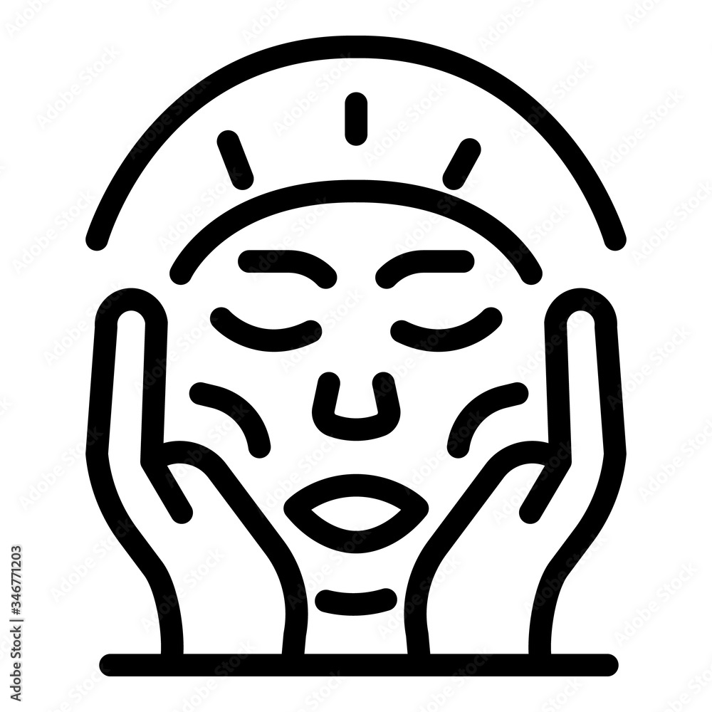 Poster applying cream on face icon. outline applying cream on face vector icon for web design isolated on w