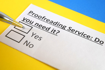 Obraz premium One person is answering question about proofreading service.
