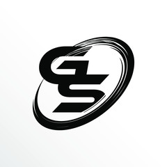 Initial Letter GS Brush Effect Logo Design