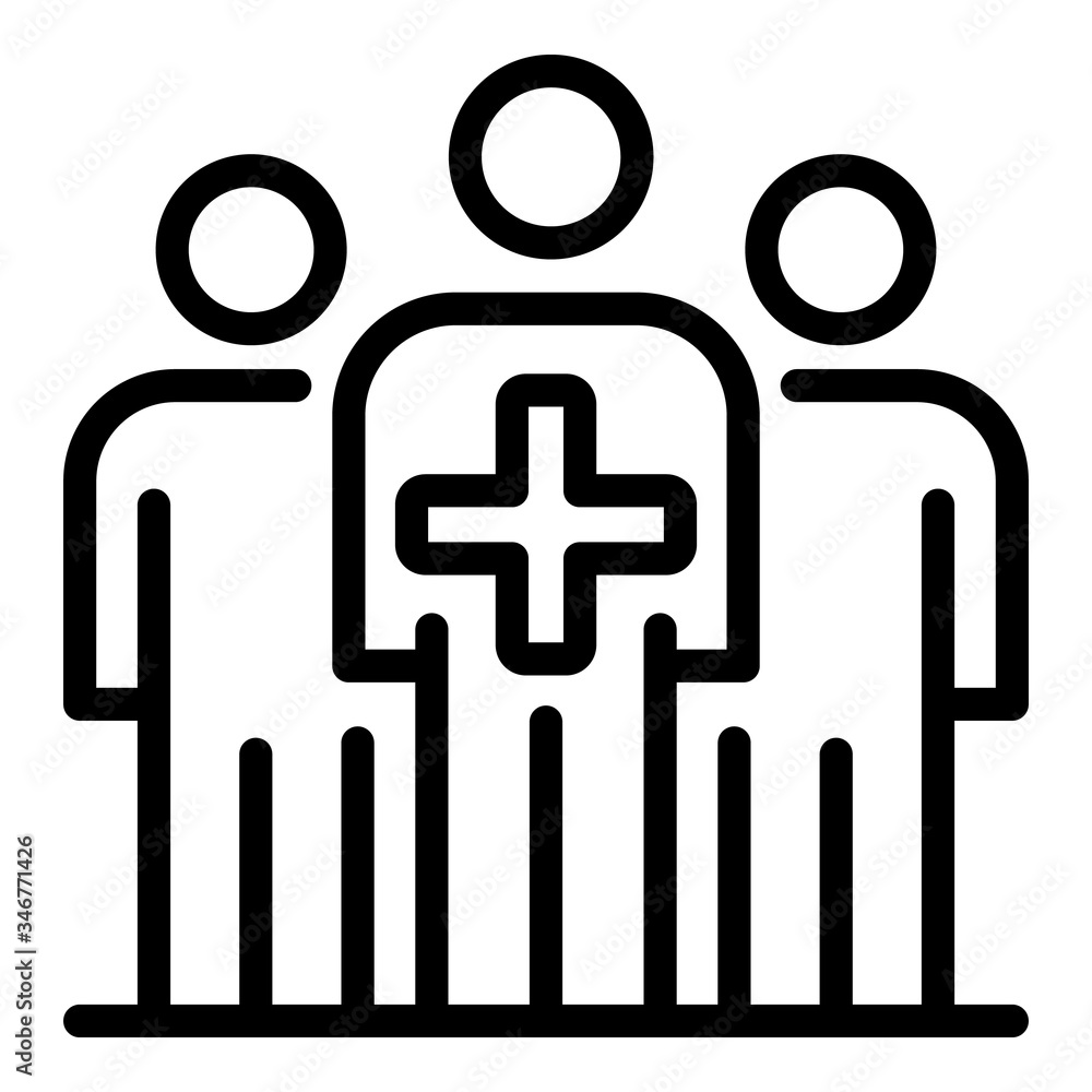 Poster three doctors icon. outline three doctors vector icon for web design isolated on white background