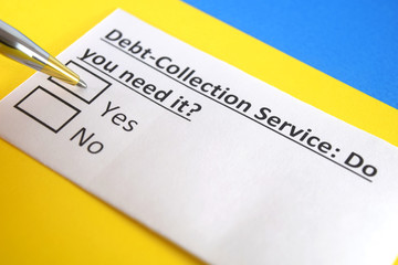 Obraz premium One person is answering question about debt collection service.