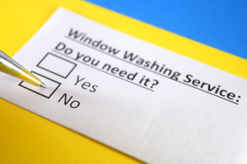 Obraz premium One person is answering question about window washing service