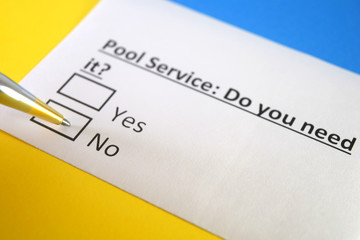 Obraz premium One person is answering question about pool service.