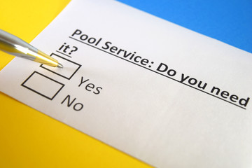 One person is answering question about pool service.