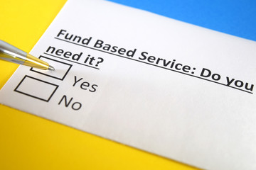 Obraz premium One person is answering question about fund based service.