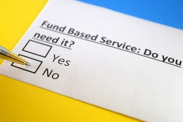 Obraz premium One person is answering question about fund based service.