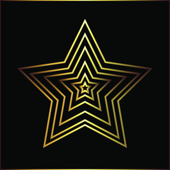 Vector illustration of logo made with gold gradient stars in a black background