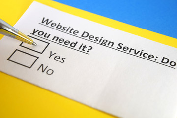 Obraz premium One person is answering question about website design service.
