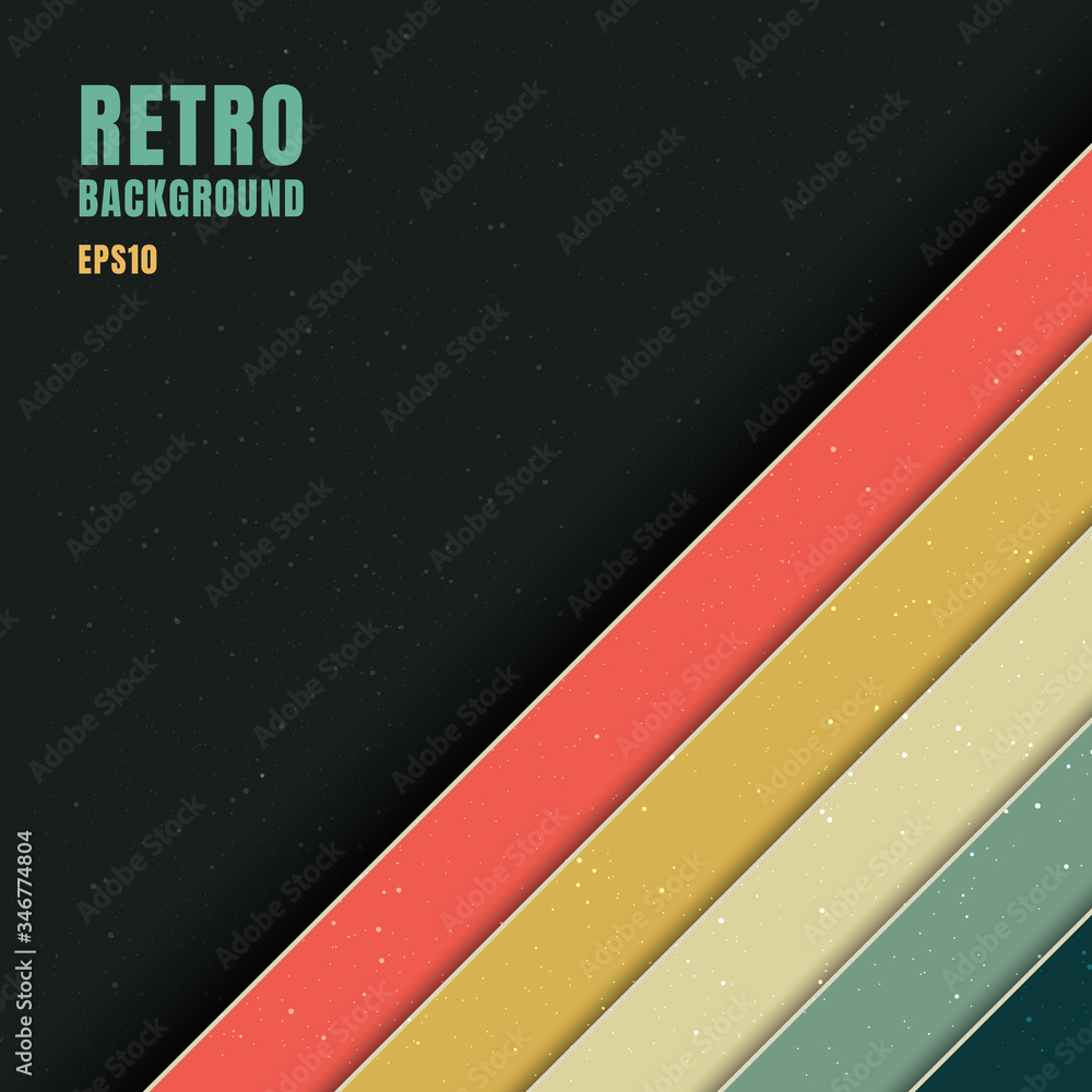 Poster abstract background pattern stripe diagonal vintage retro color style on black background