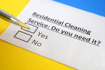 Obraz premium One person is answering question about residential cleaning service.