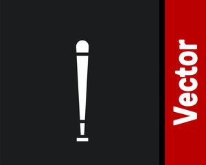 White Baseball bat icon isolated on black background. Sport equipment. Vector Illustration