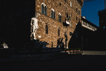 famous statues in front of Palazzo vecchio in Florence