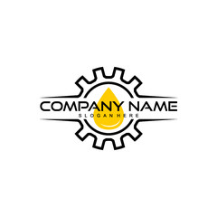 gear with oil drop logo design vector