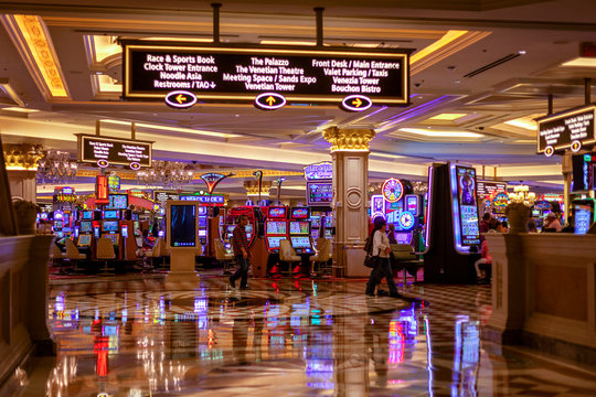 Las Vegas, USA, 05/07/2016: Slot Machines In The Hotel Lobby.