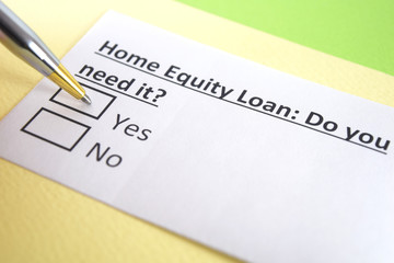 Fototapeta premium One person is answering question about home equity loan.
