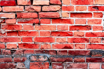 Texture of a brick wall with cracks and scratches which can be used as a background