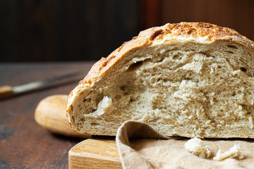 half of bread loaf close up horizontal