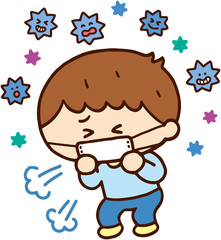 マスクをつけて咳をする子ども